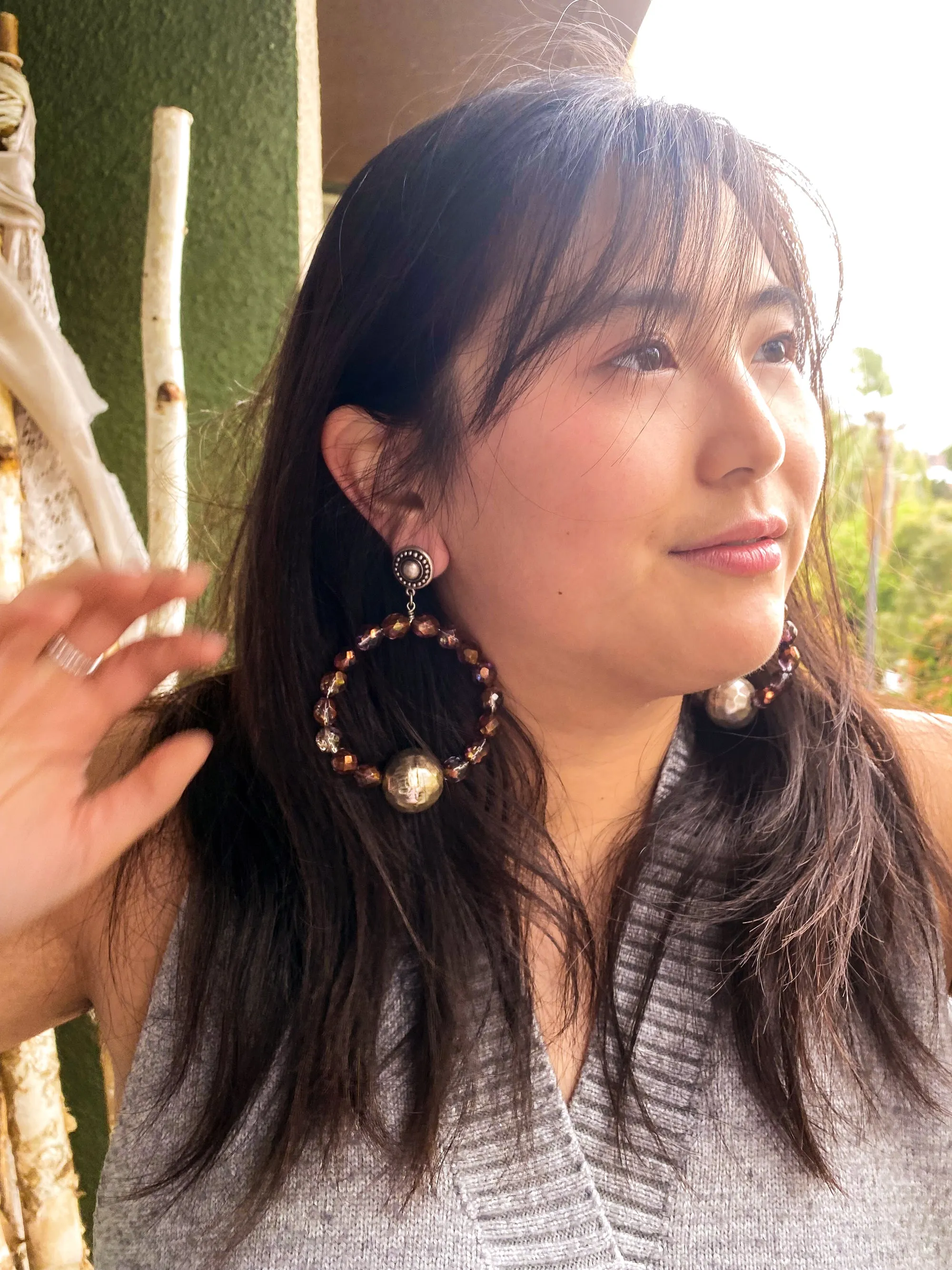 Wine glass beaded earrings