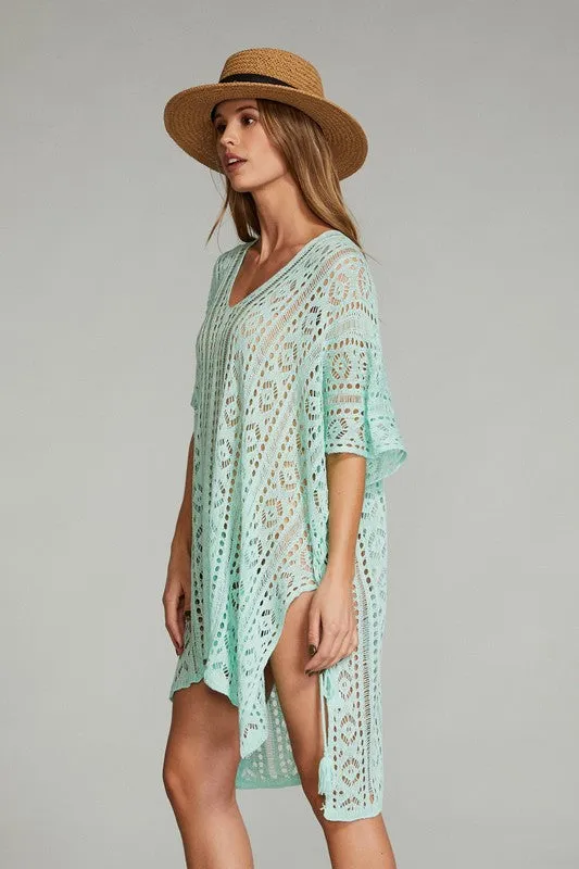 Women's Tan Crochet Swimwear Cover up