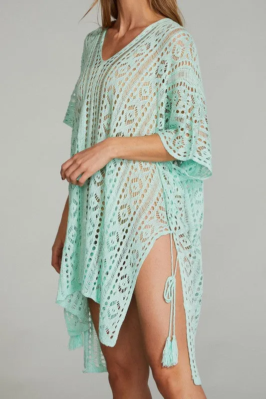 Women's Tan Crochet Swimwear Cover up