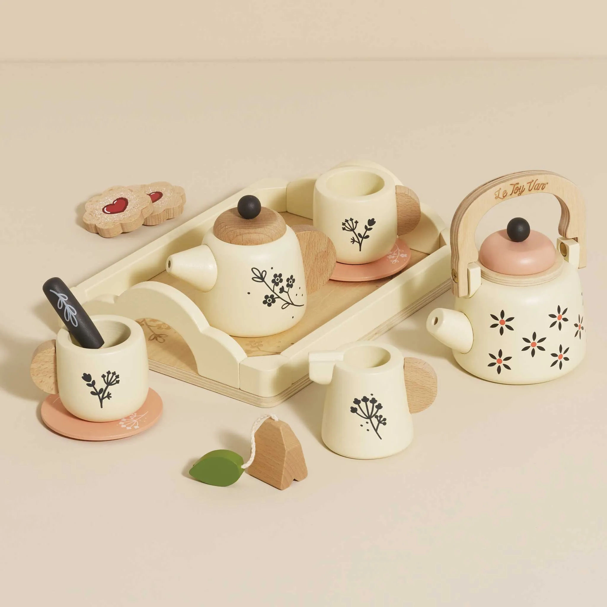 Wooden Tea Set & Tray