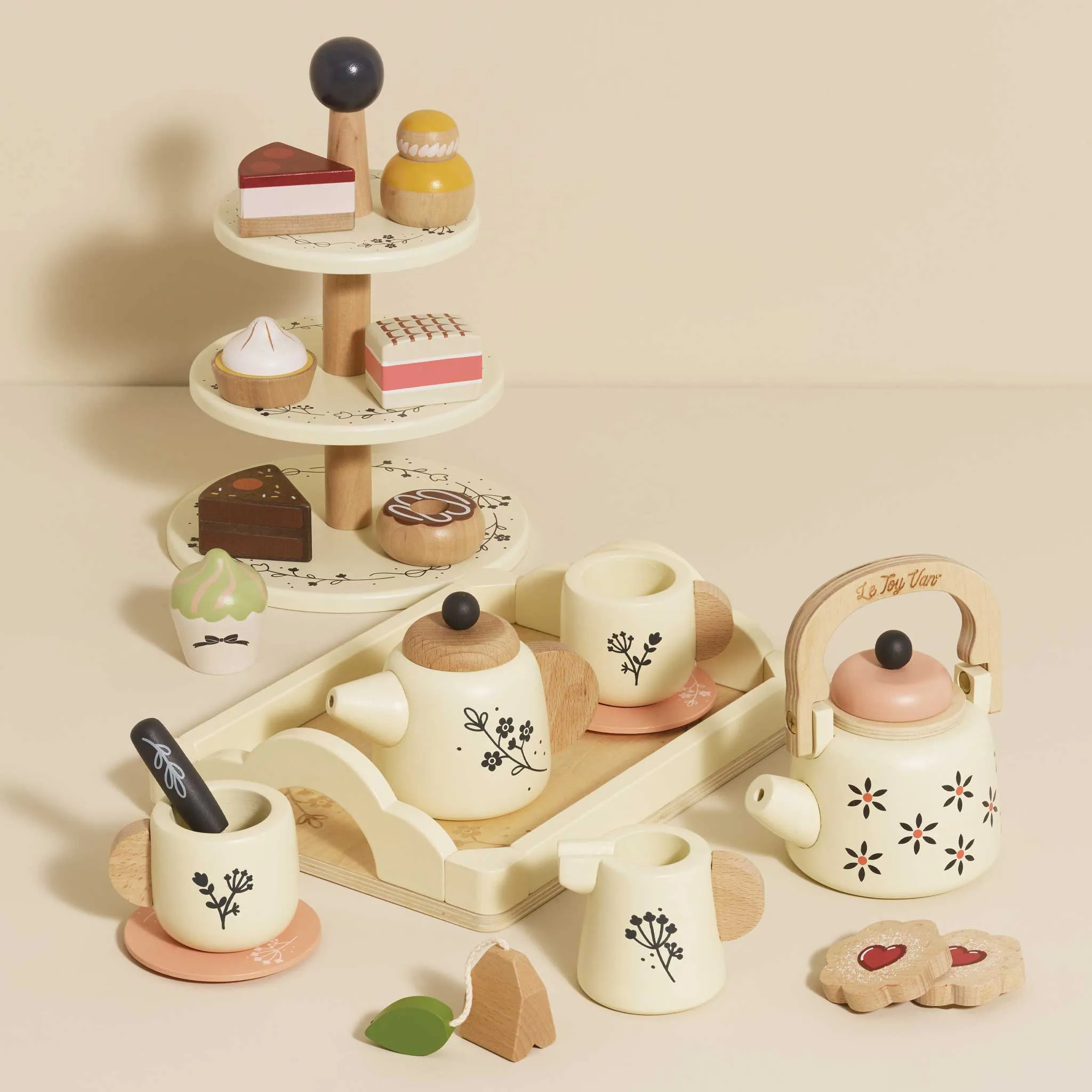 Wooden Tea Set & Tray
