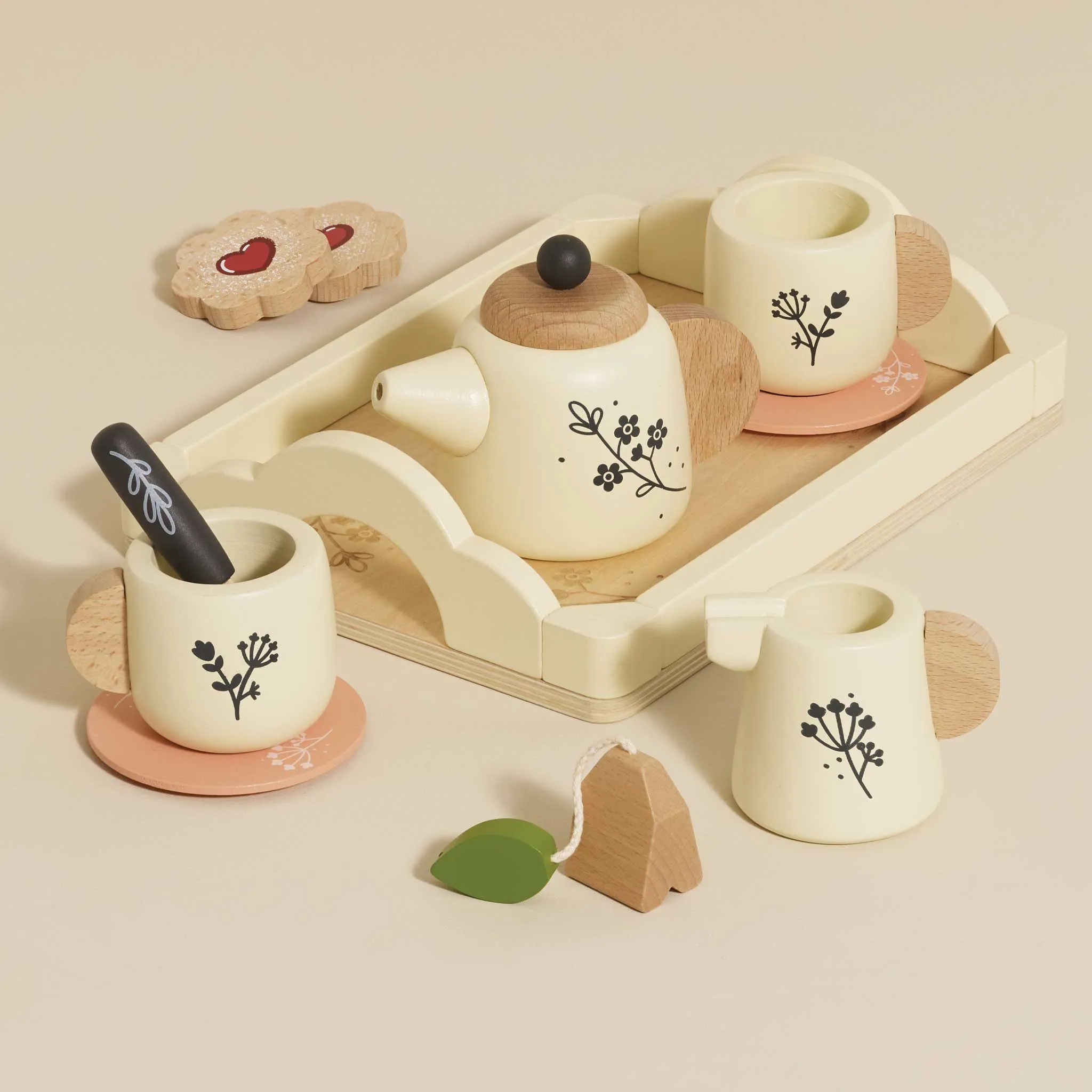Wooden Tea Set & Tray