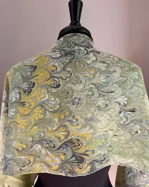 Yellow Green Spring Bouquet.  Habotai Silk 14x72