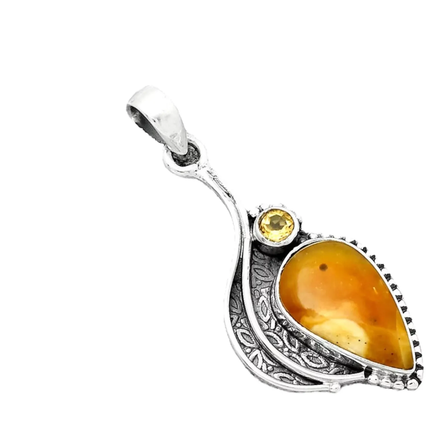 Yellow onyx & Citrine Solid 925 Sterling Silver Pendant