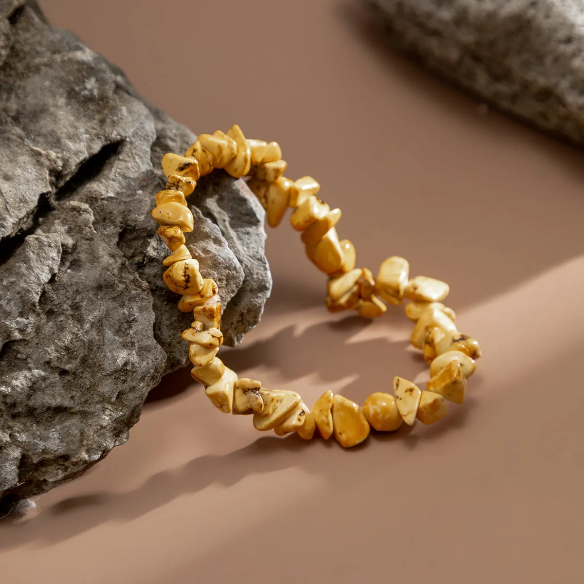 Yellow Turquoise Beaded Stretch Bracelet
