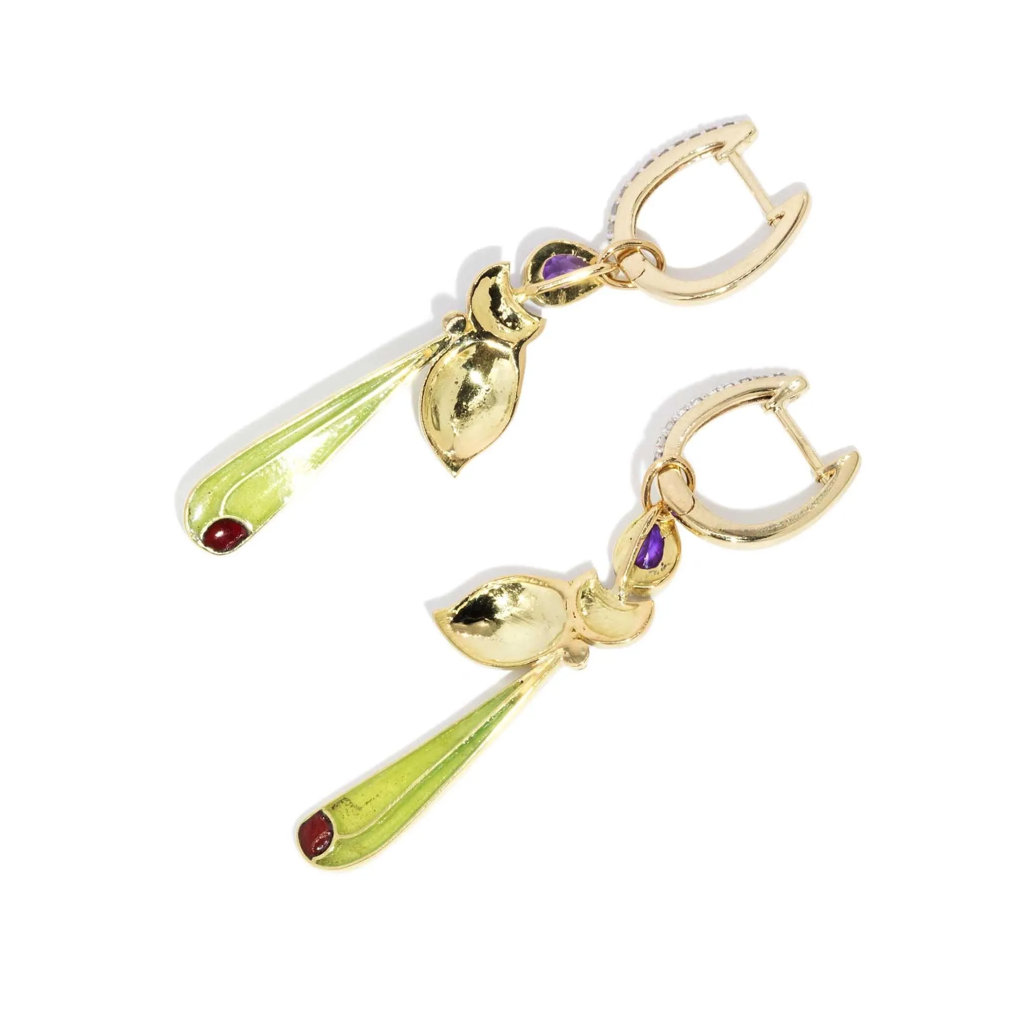 Zorah 1990s 18ct Hornet Drops & 9ct Diamond Hoops